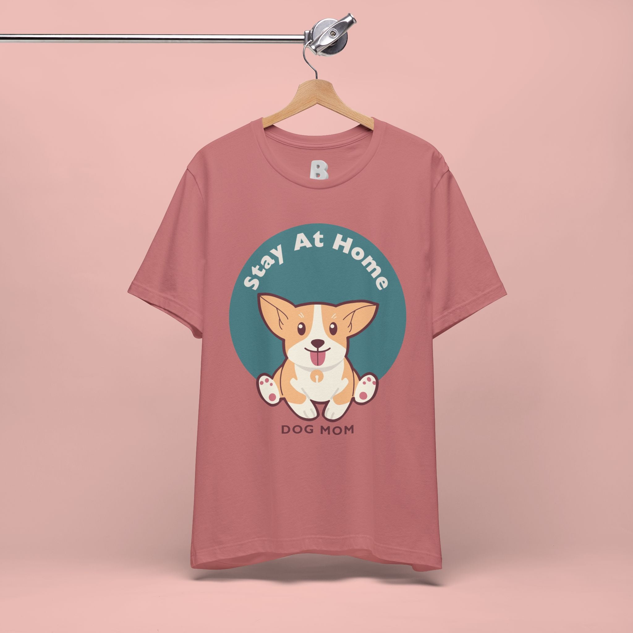 Stay At Home Dog Mom T-Shirt — Cute Corgi Graphic Tee