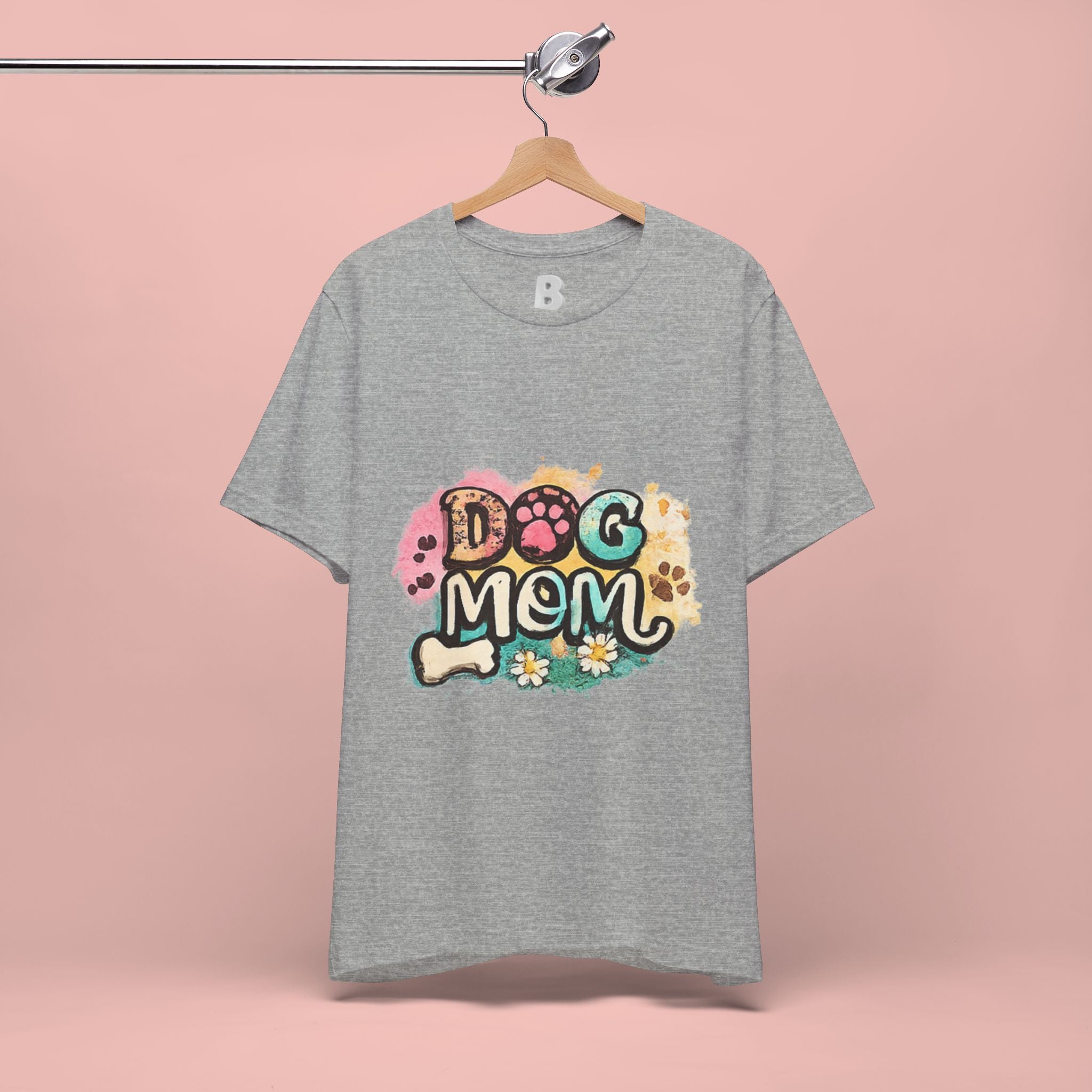 Dog Mom T-Shirt — Colorful Paw Print Graphic Tee for Pet Lovers