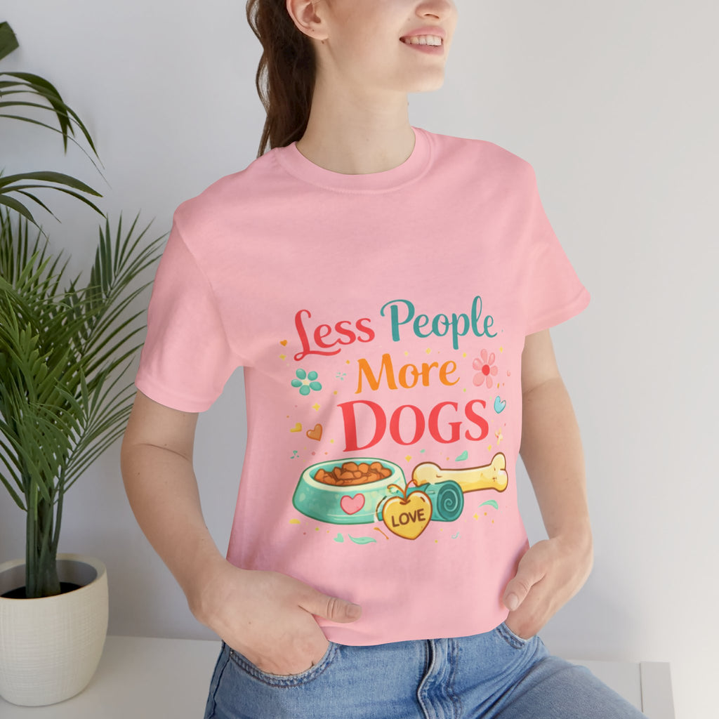 Less People More Dogs T-Shirt – Cute Dog Bowl & Bone Graphic Tee