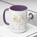 I Love Dogs Accent Coffee Mug — Gold Leaf Dog Lover Ceramic Mug (11oz & 15oz)