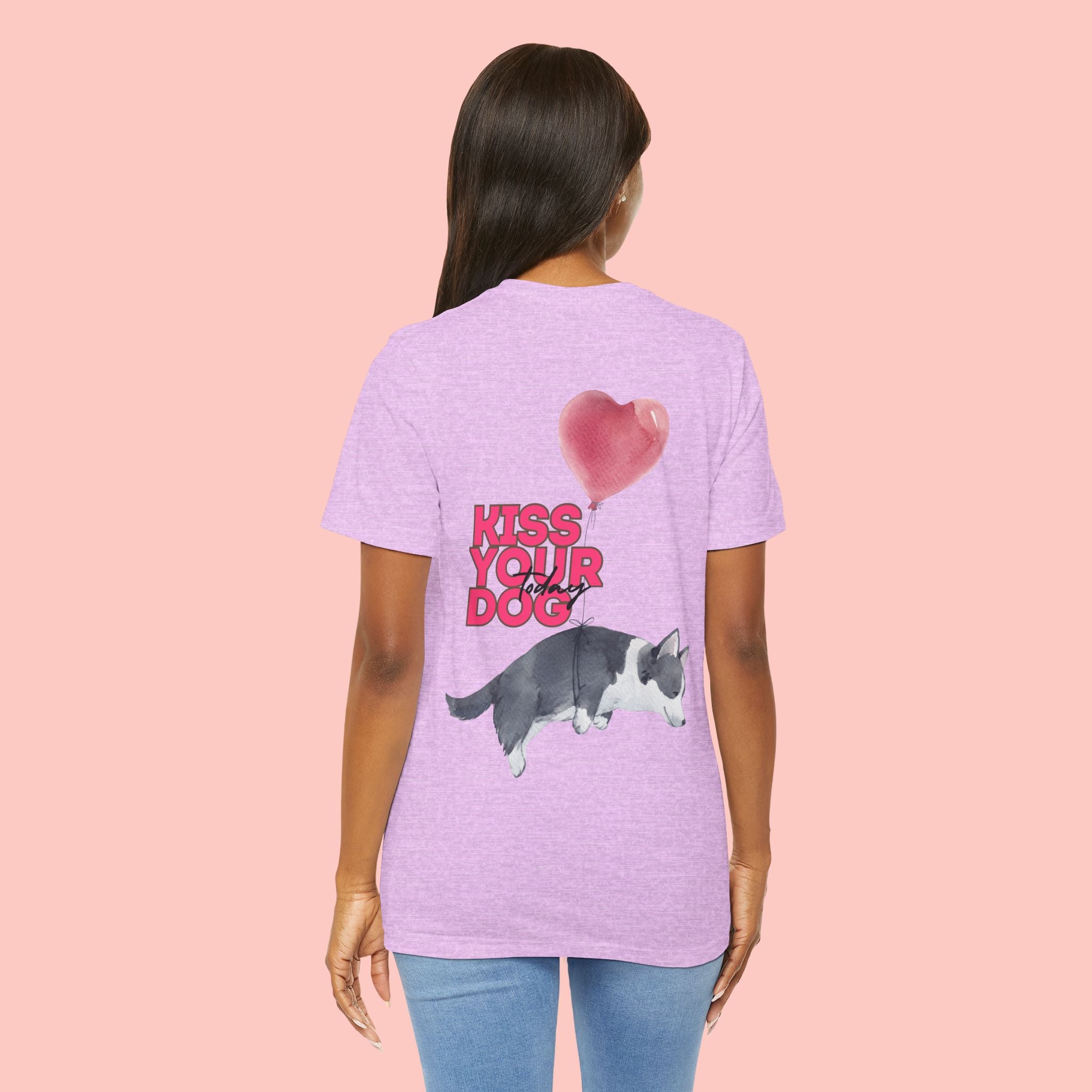 Kiss Your Dog Tee — Corgi Heart Balloon Graphic T-Shirt