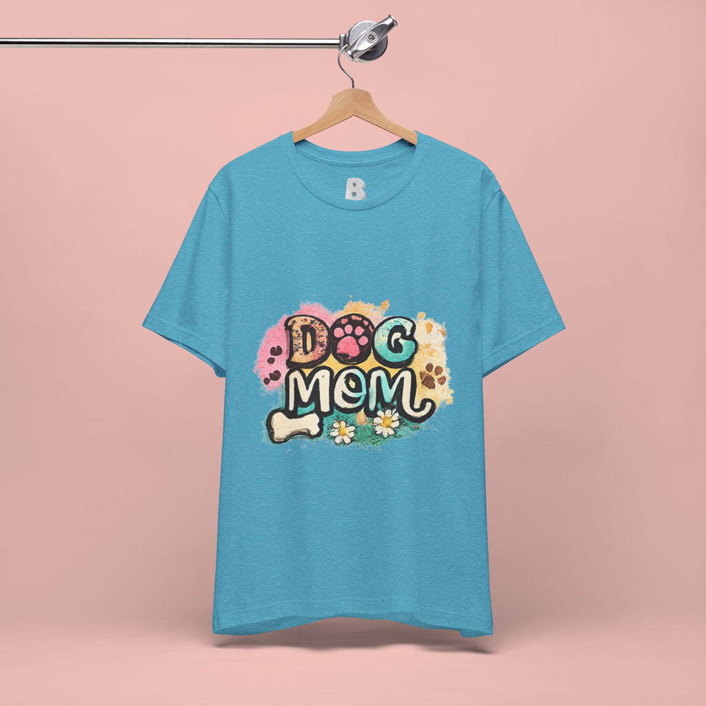 Dog Mom T-Shirt — Colorful Paw Print Graphic Tee for Pet Lovers