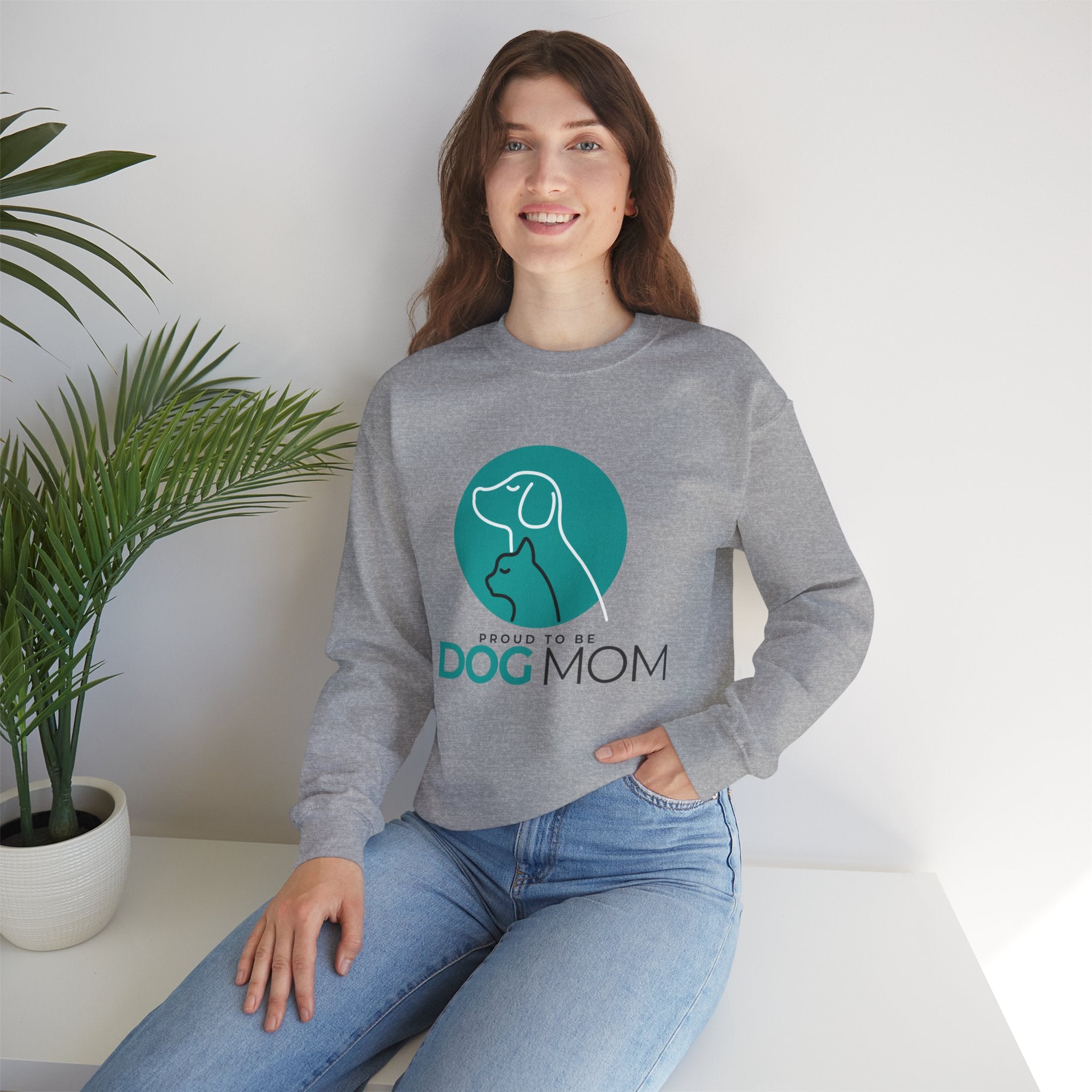 Dog Mom Crewneck Sweatshirt – Proud To Be Dog Mom Graphic Pullover
