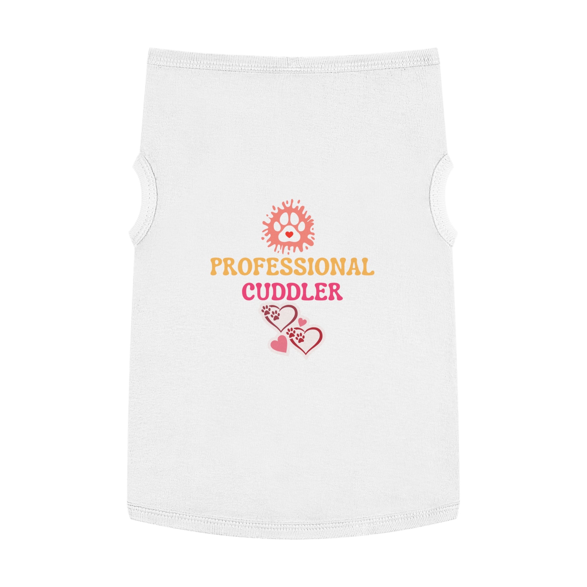 Professional Cuddler Pet Tank Top — Cute Paw Heart Dog & Cat Shirt for Small Pets