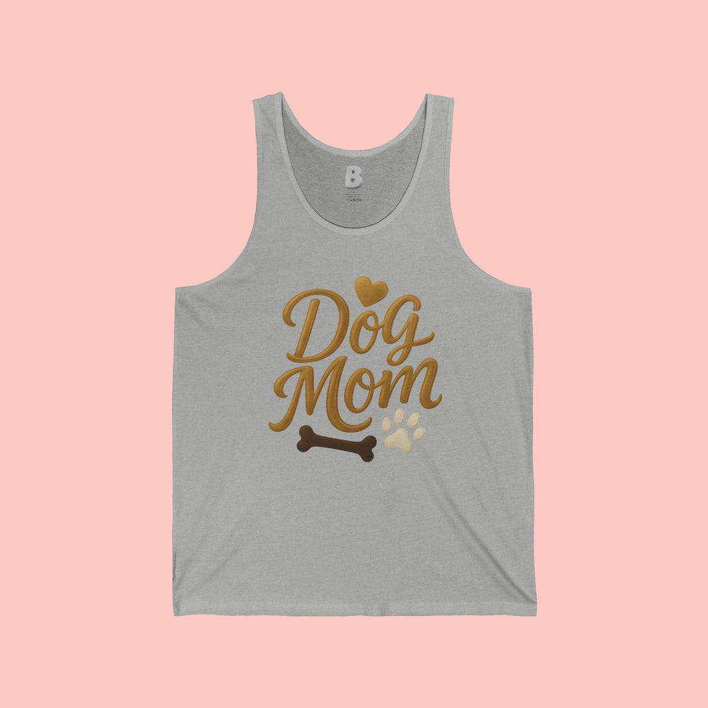 Dog Mom Tank Top - Gold Script with Paw & Bone Design