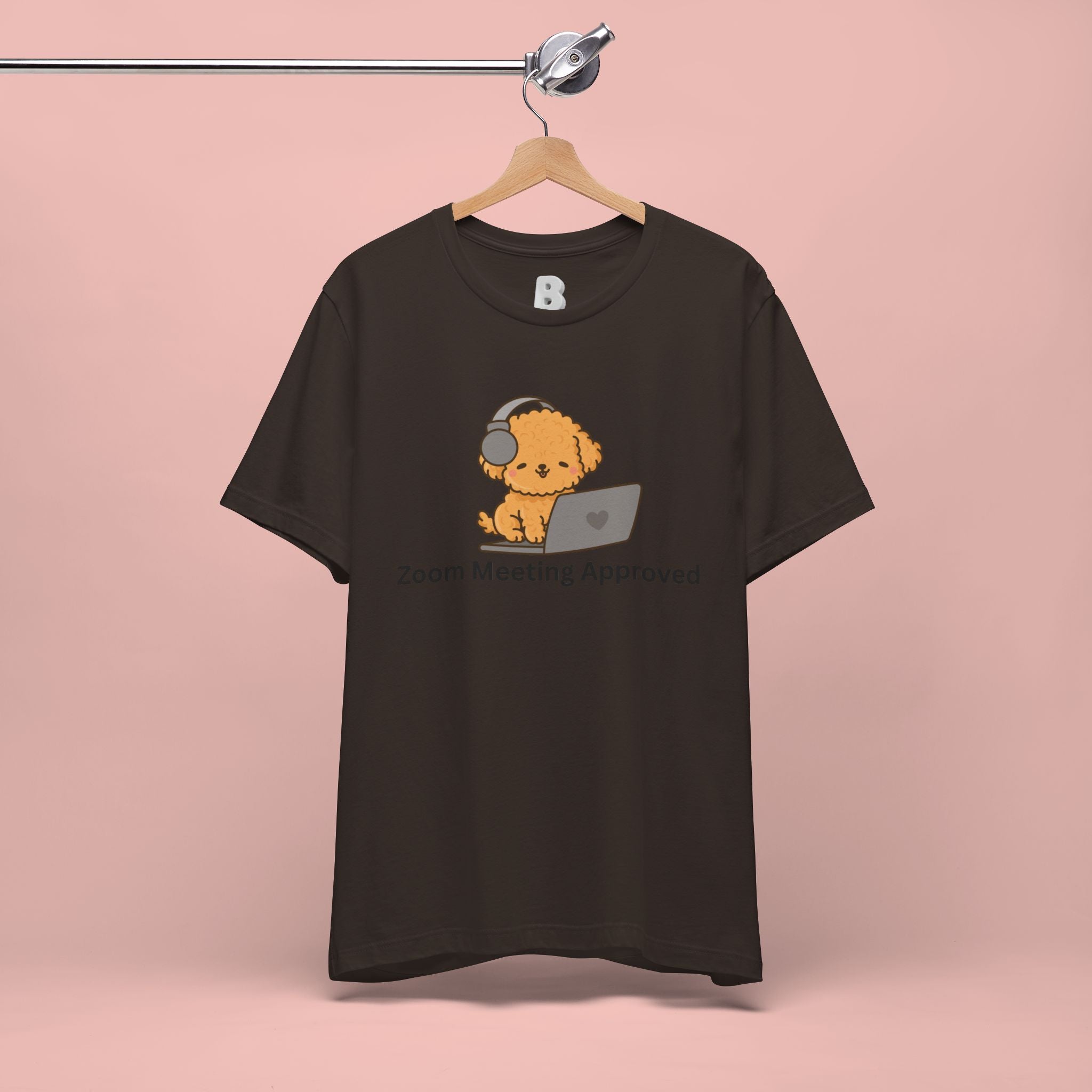 Zoom Meeting Approved Tee — Cute Puppy with Headset Laptop Graphic