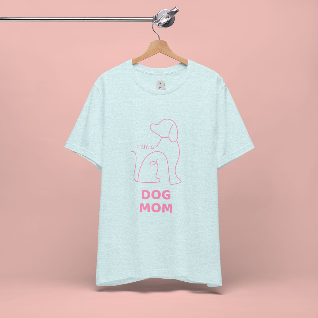 Dog Mom T‑Shirt – Minimal Pink Line Art Dog Tee