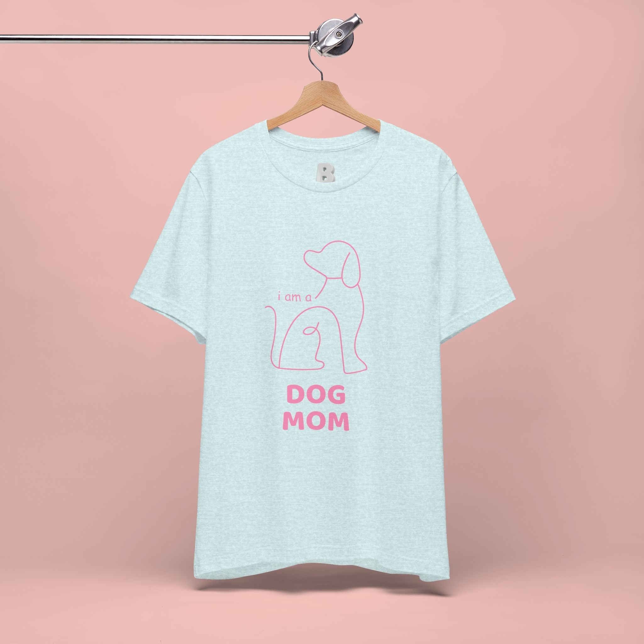 Dog Mom T‑Shirt – Minimal Pink Line Art Dog Tee