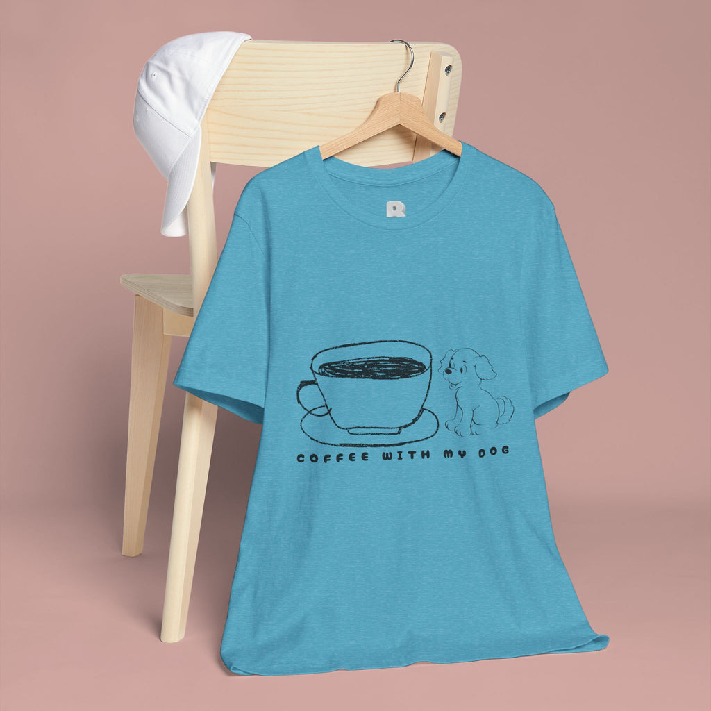 Coffee With My Dog T‑Shirt — Cute Minimalist Dog & Coffee Tee