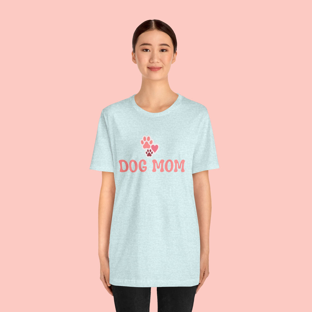 Dog Mom T-Shirt — Pink Paw Graphic Tee for Dog Lovers