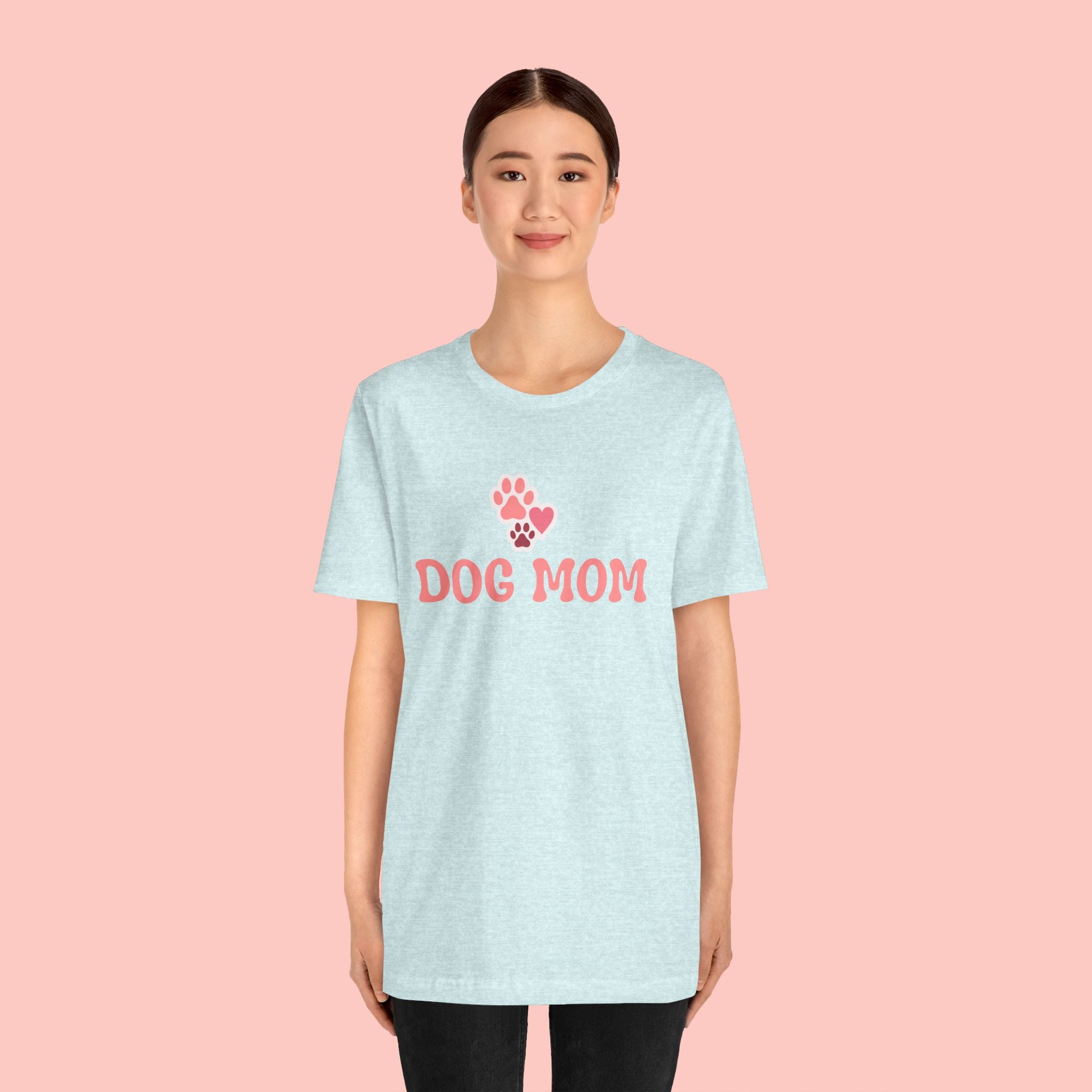 Dog Mom T-Shirt — Pink Paw Graphic Tee for Dog Lovers