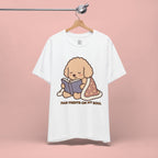 Paw Prints On My Soul T‑Shirt — Cute Reading Puppy Graphic Tee