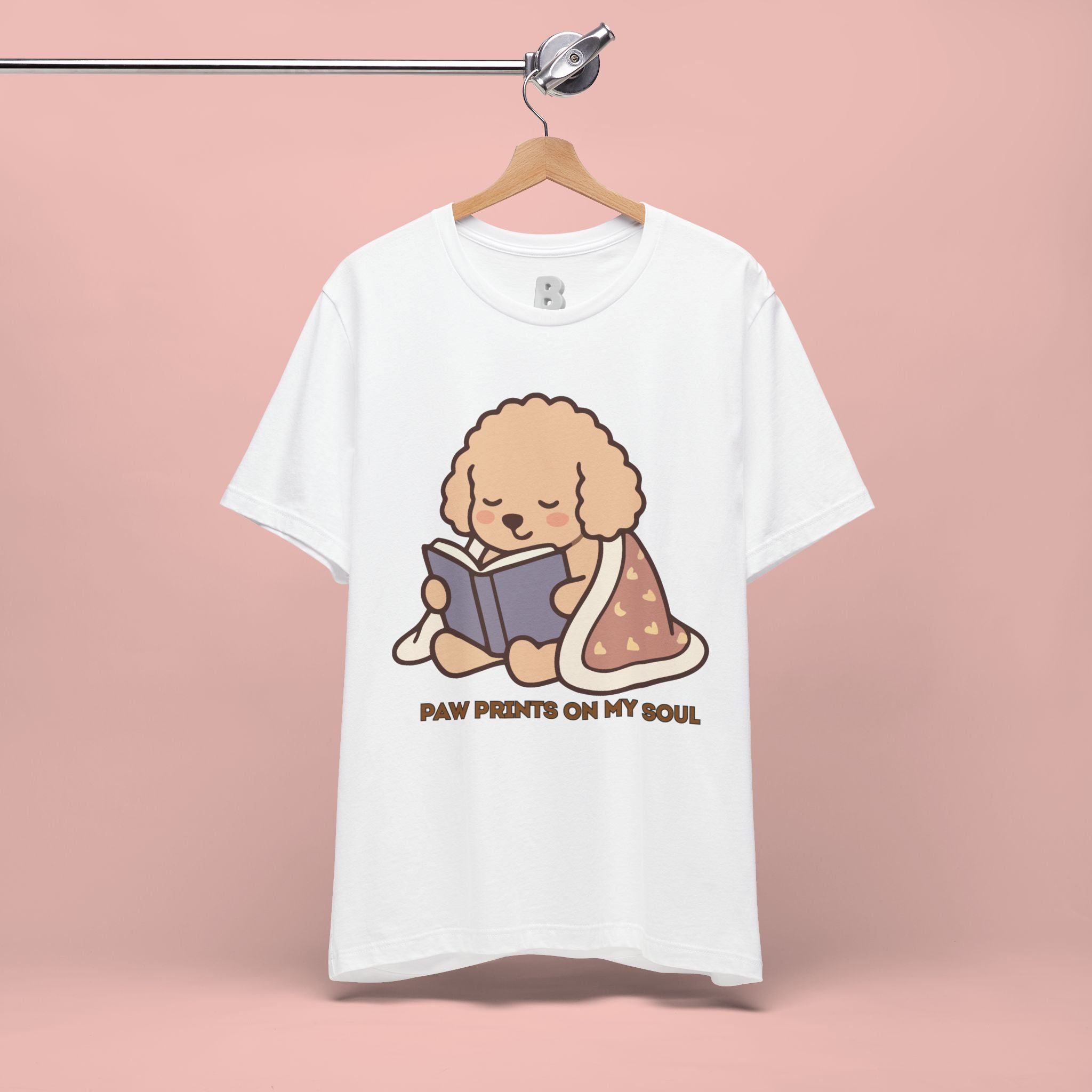 Paw Prints On My Soul T‑Shirt — Cute Reading Puppy Graphic Tee