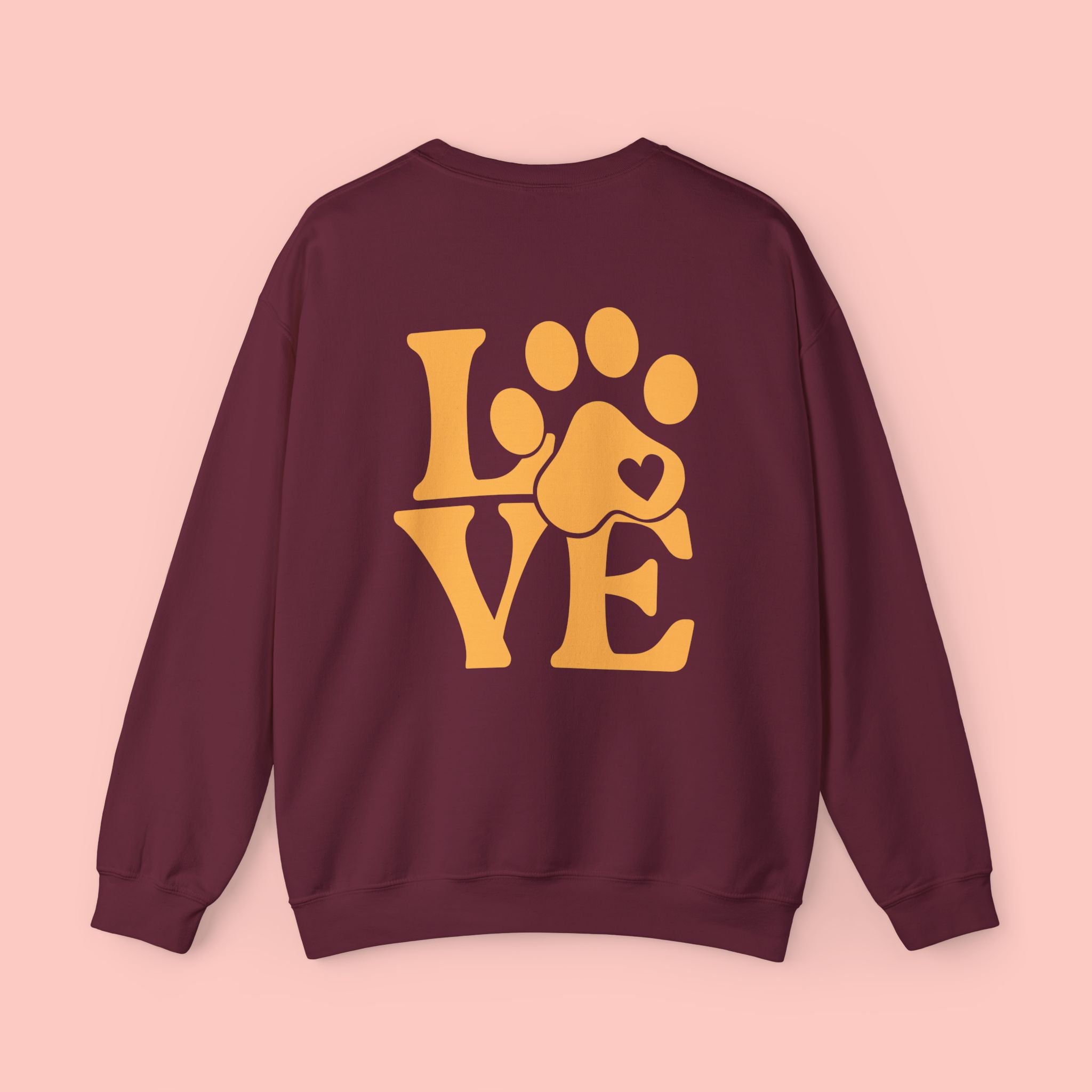 Crewneck Sweatshirt - 'LOVE' Paw Print Graphic | Pet Lover Pullover