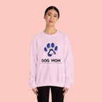 Dog Mom Crewneck Sweatshirt – Blue Paw Graphic "Dog Mom"