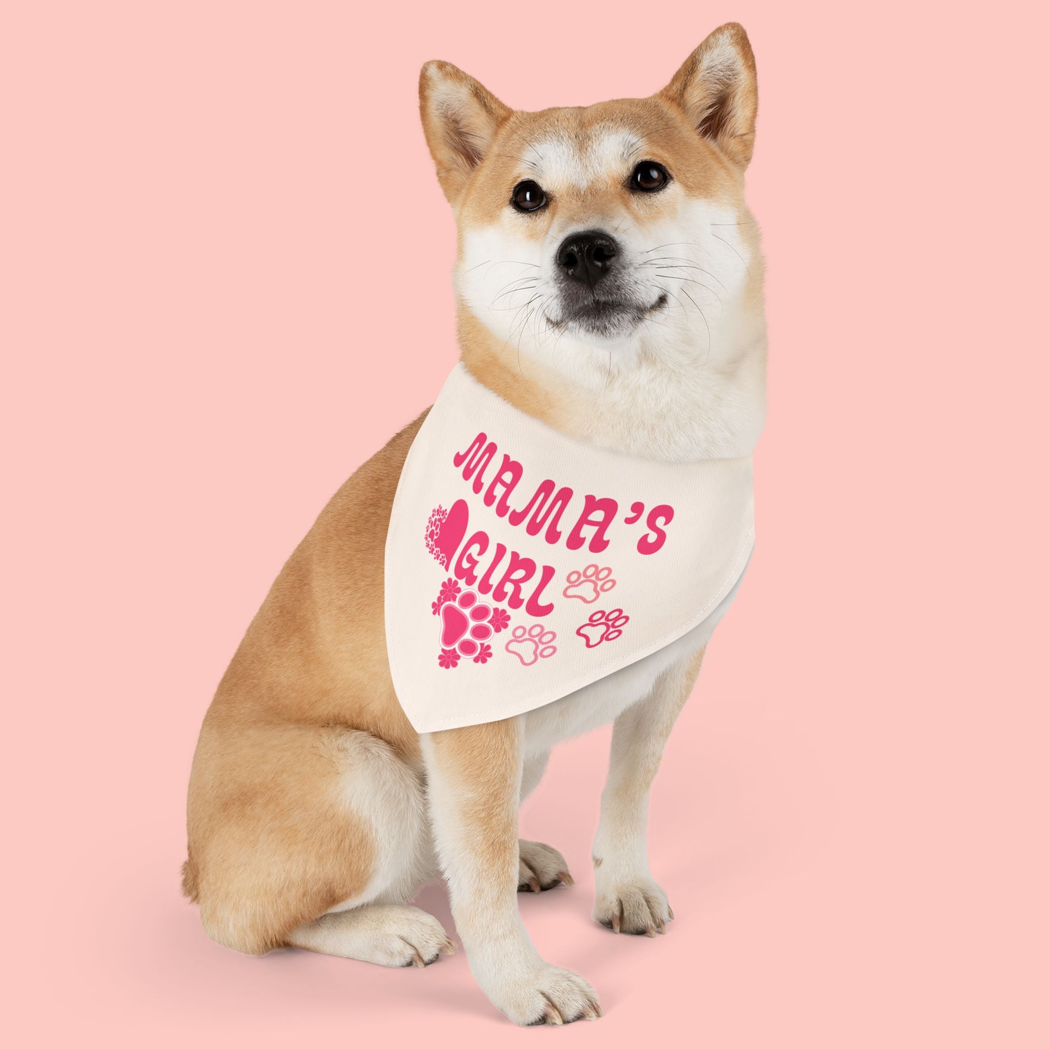 Pet Bandana — "Mama's Girl" Pink Paw Print Collar for Dogs & Cats