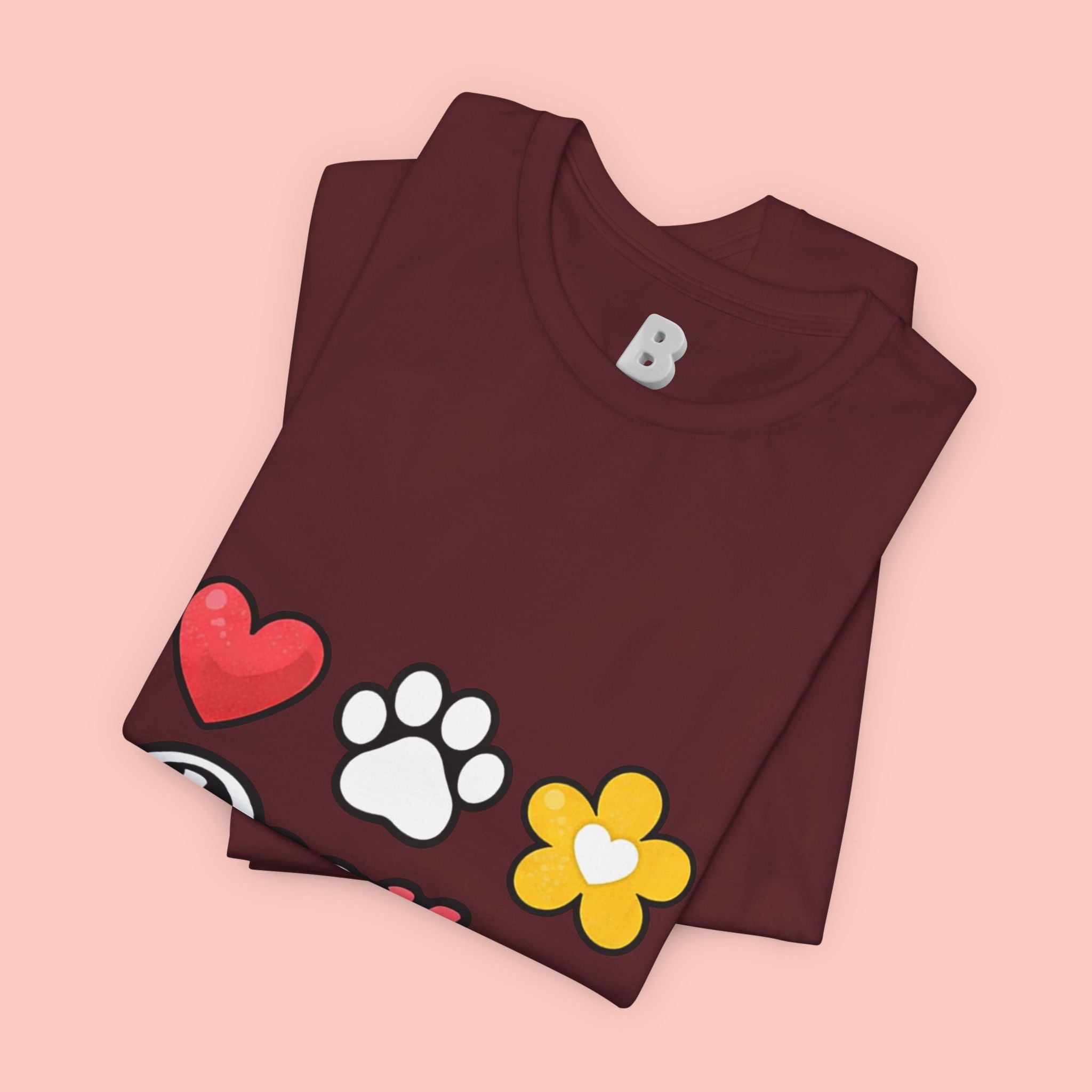 Dog Mom T-Shirt – Heart, Paw & Flower Graphic Tee