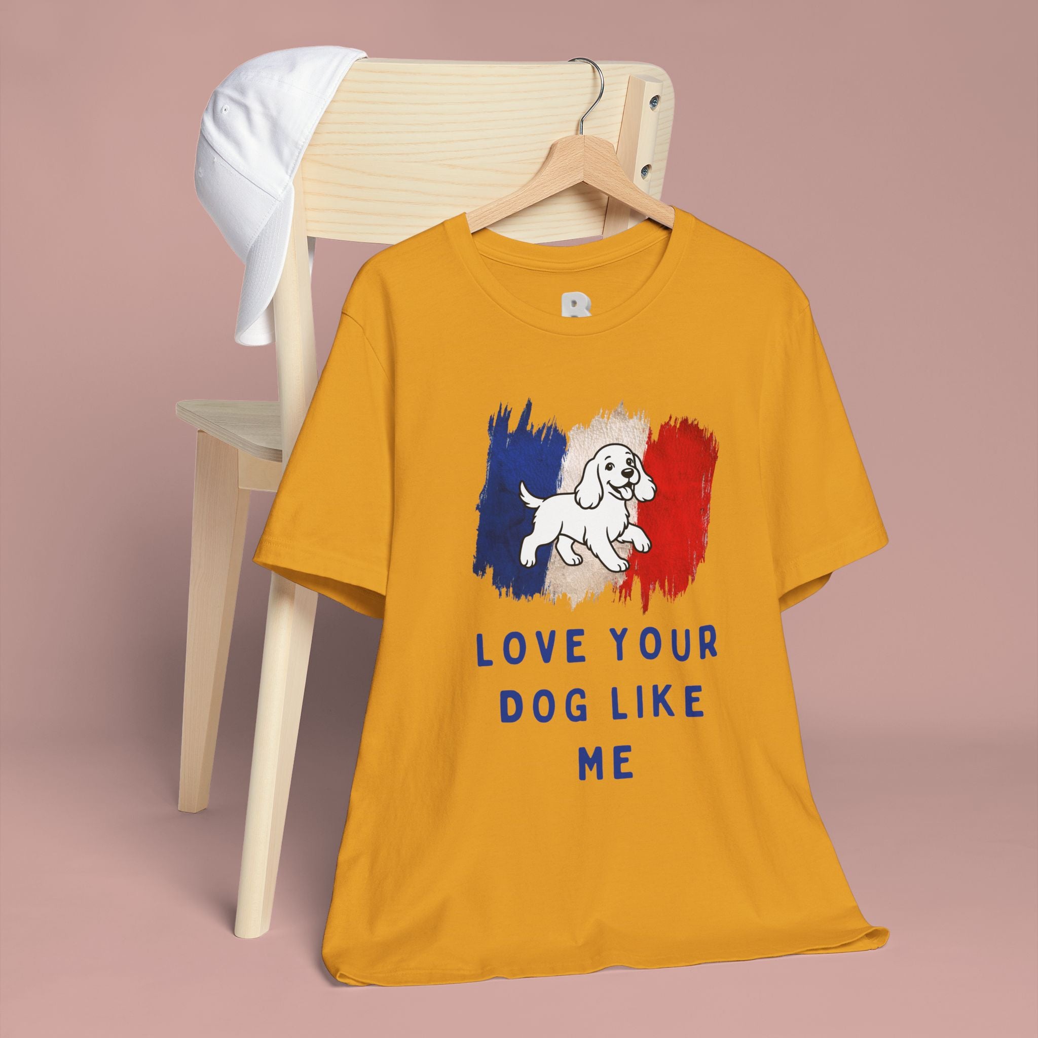 Love Your Dog Like Me T-Shirt — French Flag Heart Puppy Tee