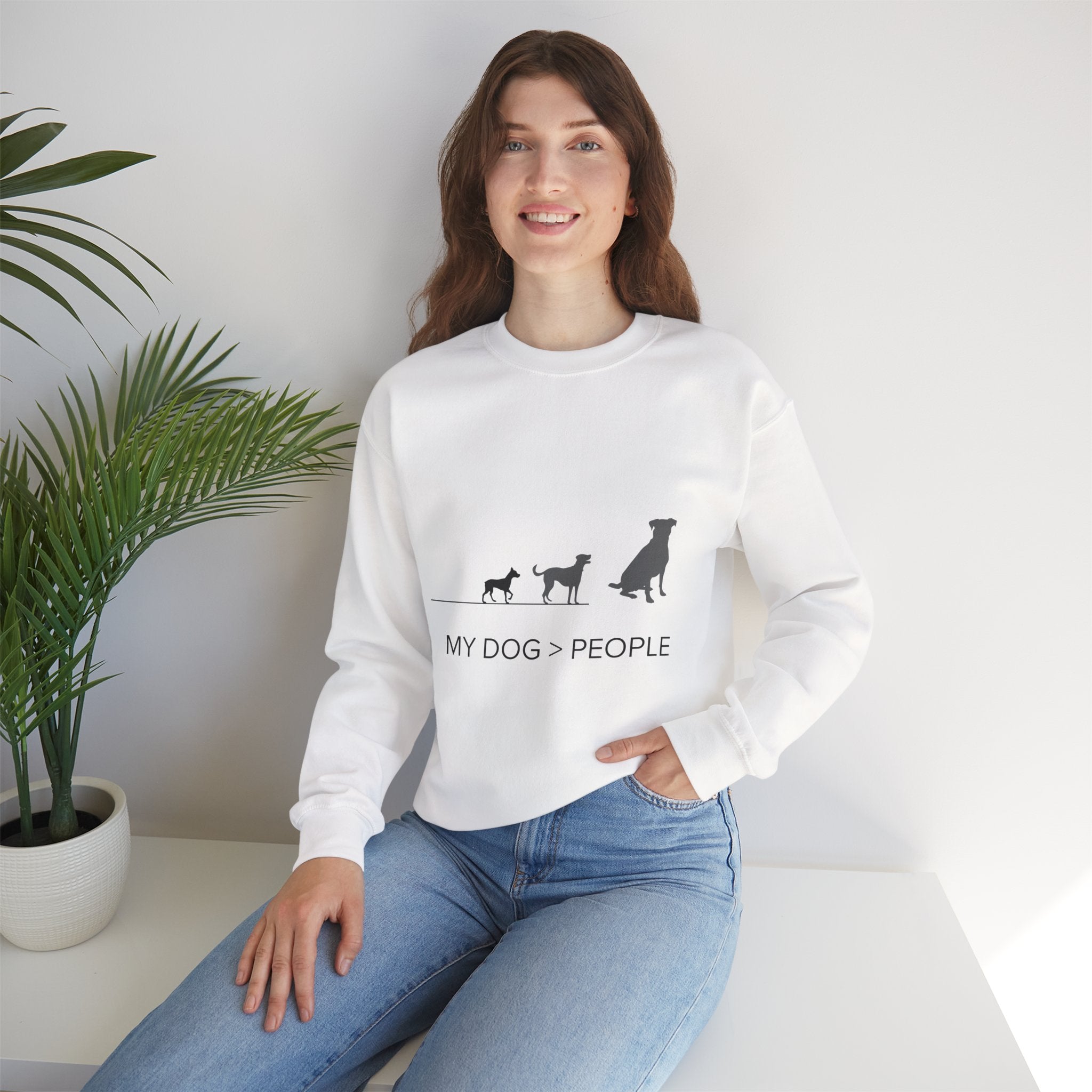 My Dog > People Sweatshirt - Cute Dog Silhouette Crewneck for Dog Lovers