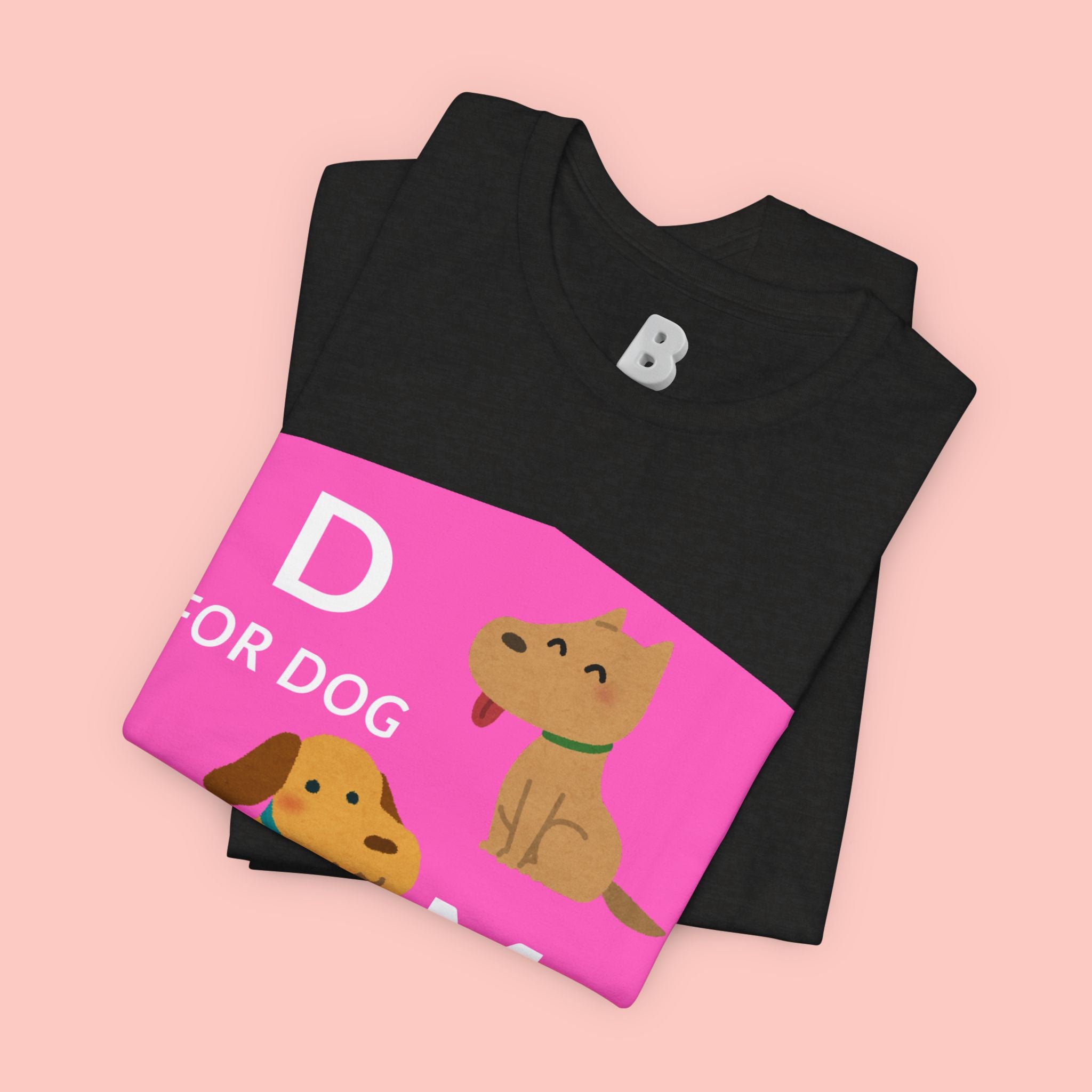 Dog Mom T-Shirt — Cute Pink "D for Dog, M for Mom" Graphic Tee
