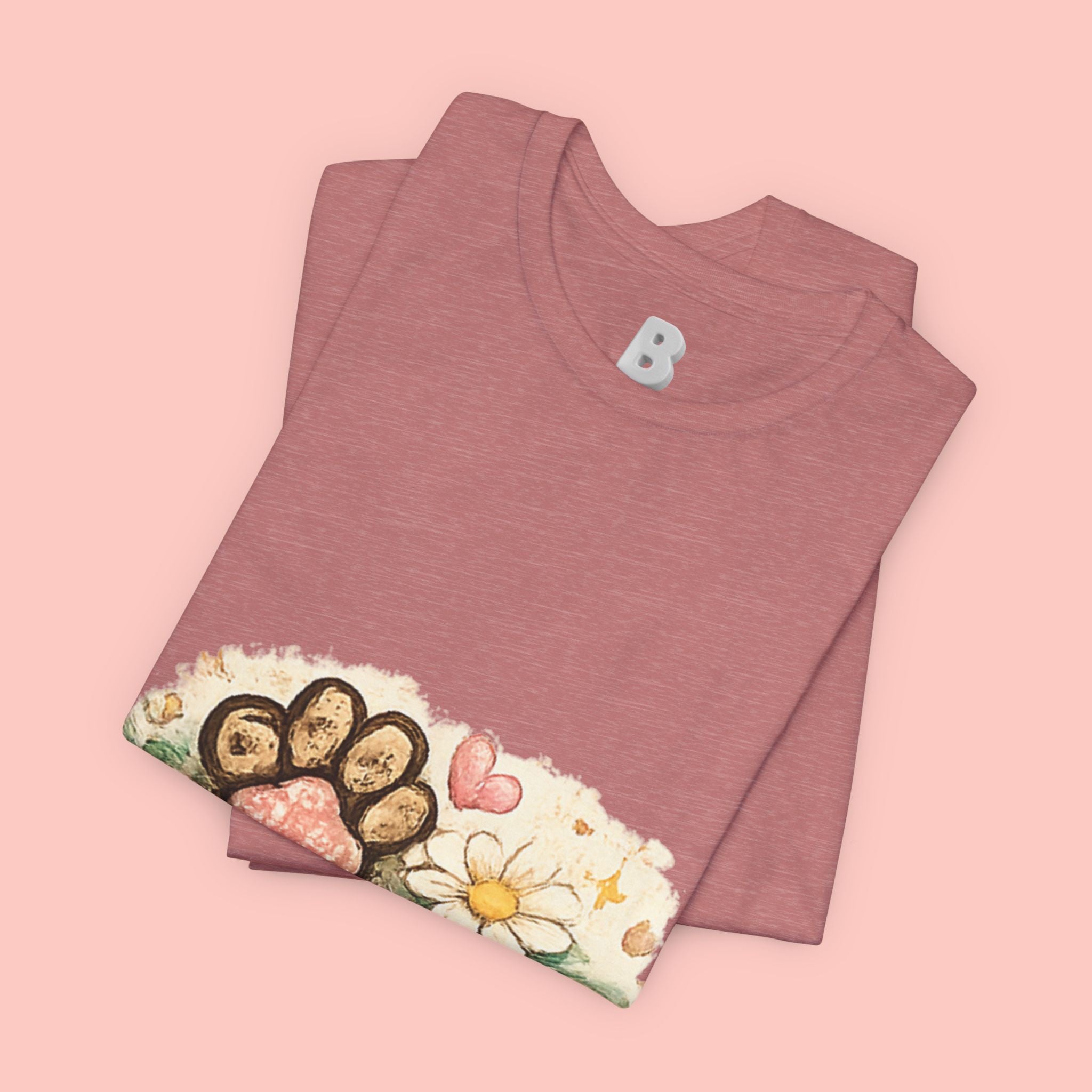 Dog Paw Floral T-Shirt — Cute Paw Print, Bone & Daisies Tee