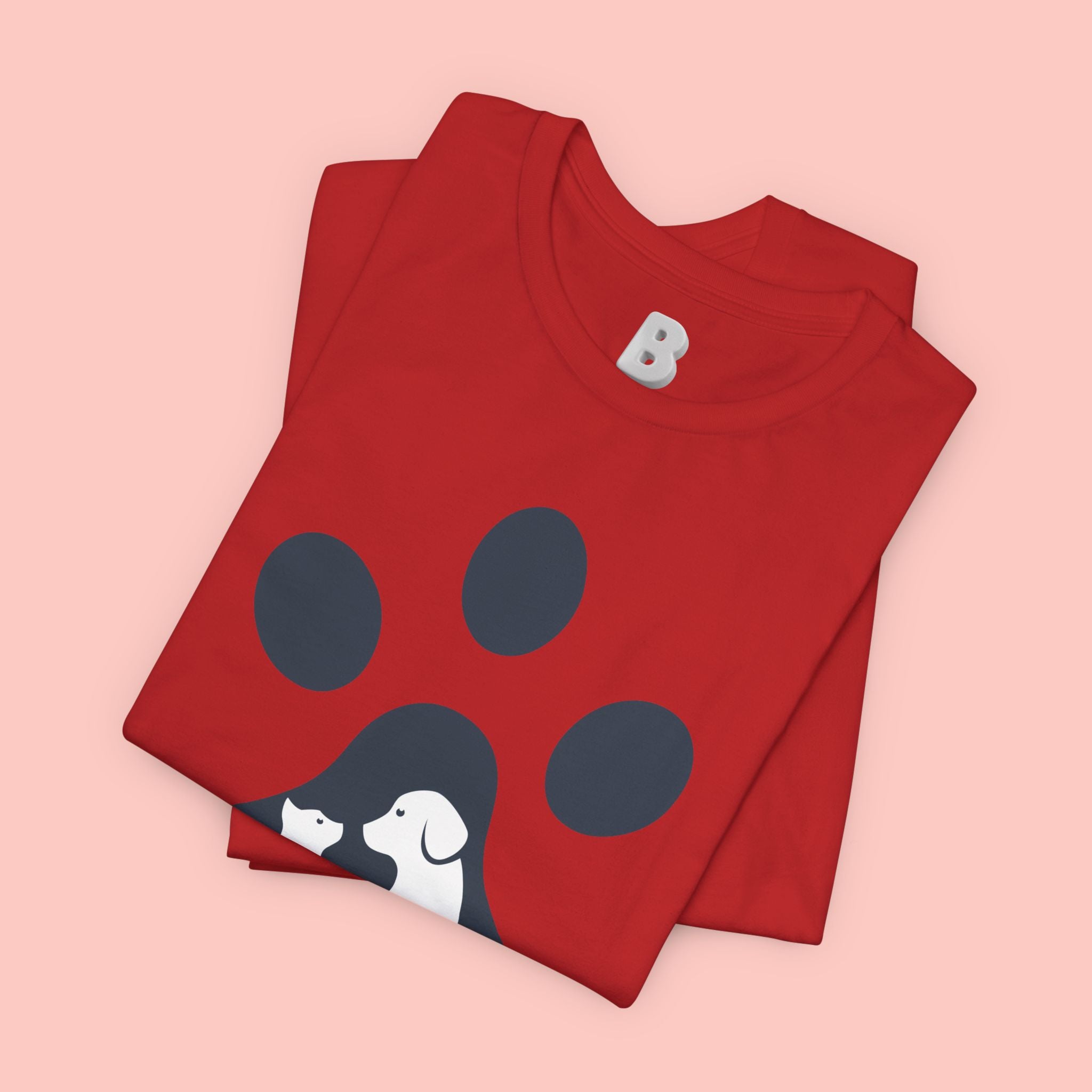 Dog Mom T‑Shirt — Paw Print with Dog & Puppy Graphic