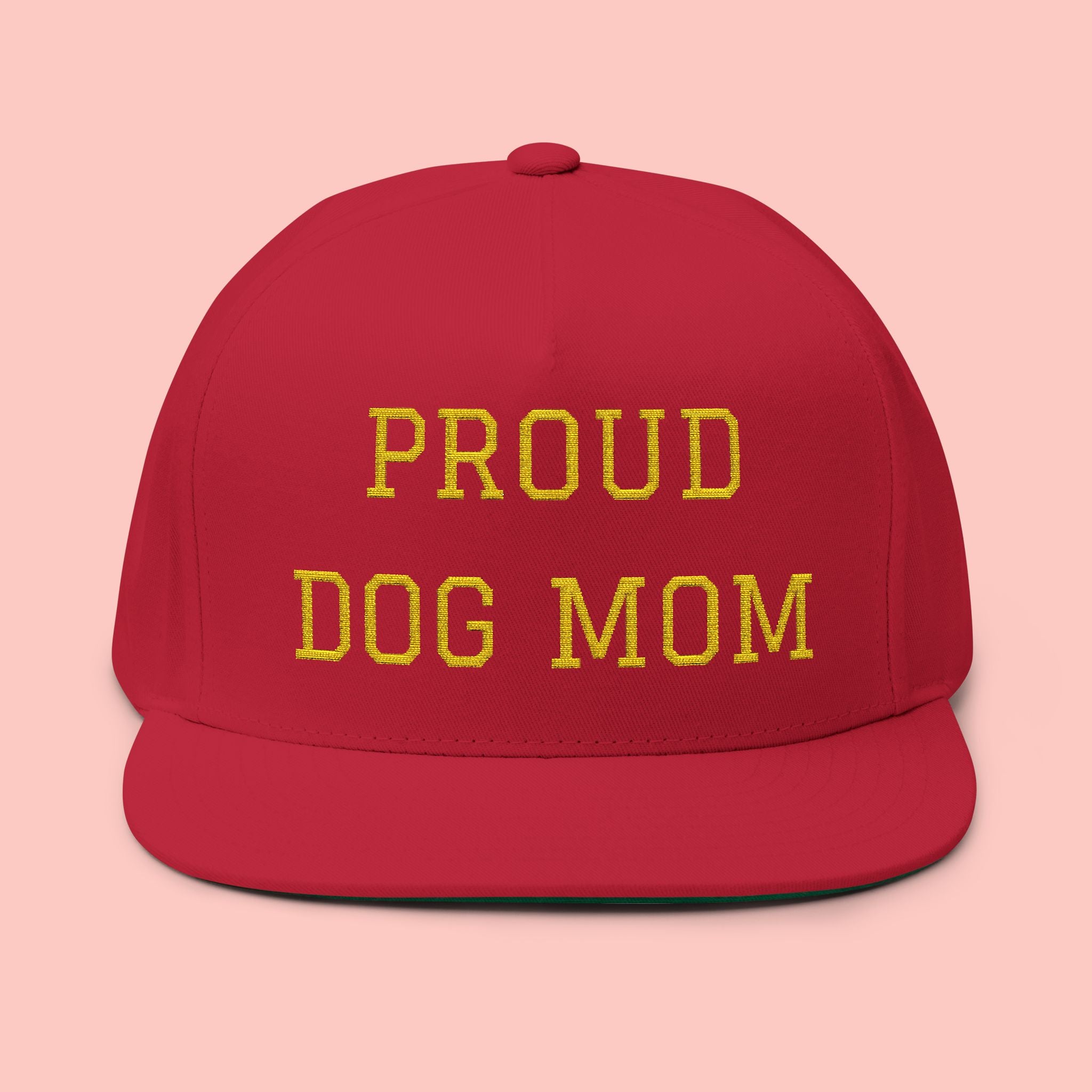 Flat Bill Cap — "Proud Dog Mom" Embroidered Trucker Hat