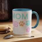 Dog Mom Club Accent Coffee Mug – Colorful Paw Print 11/15oz