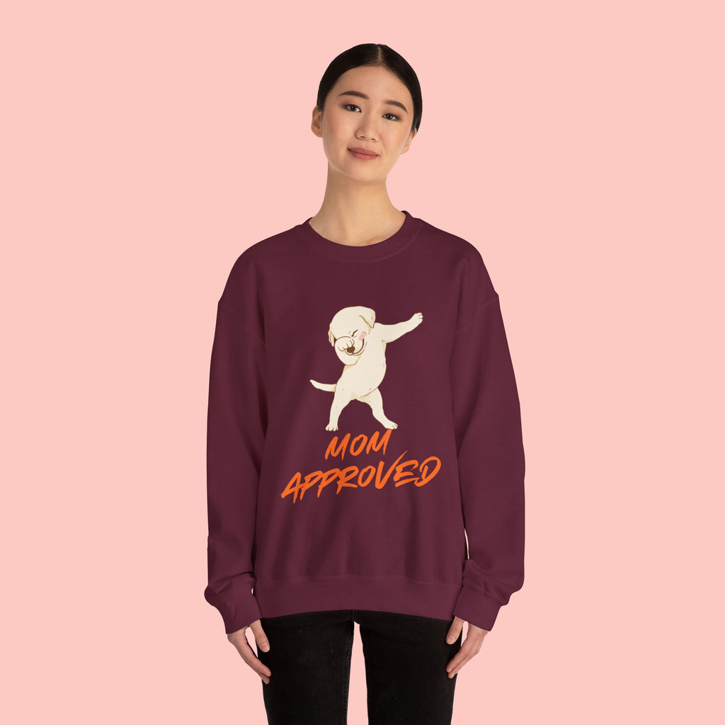 Crewneck Sweatshirt - 'Mom Approved' Dabbing Dog Cute Graphic