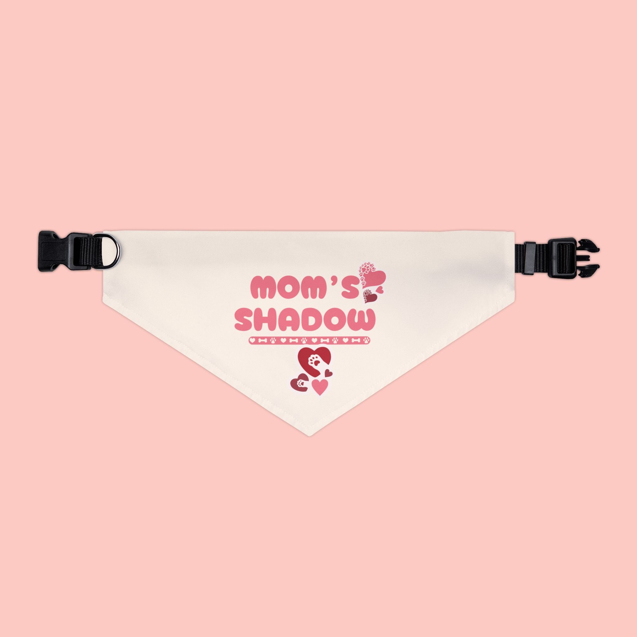 Mom's Shadow Pet Bandana Collar - Cute Pink Paw Print Dog Scarf