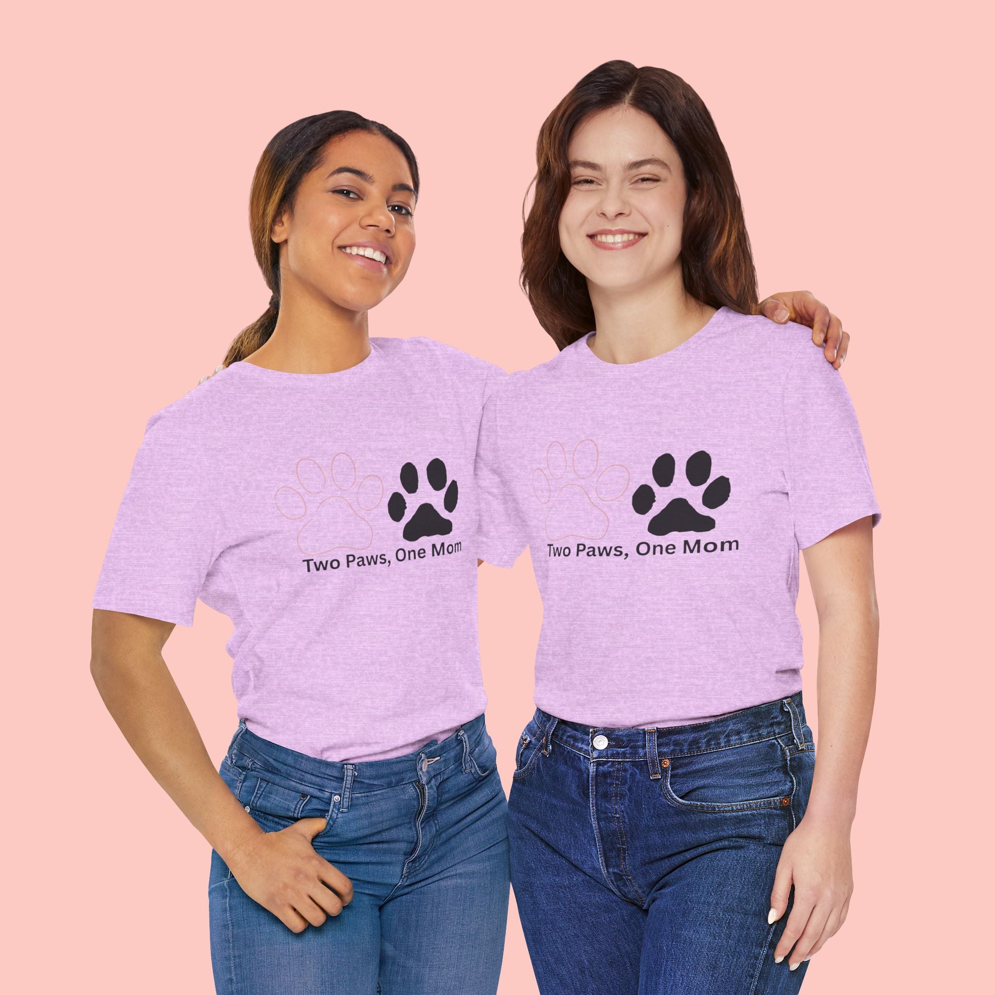 Two Paws, One Mom T-Shirt – Cute Dog Mom Paw Print Tee