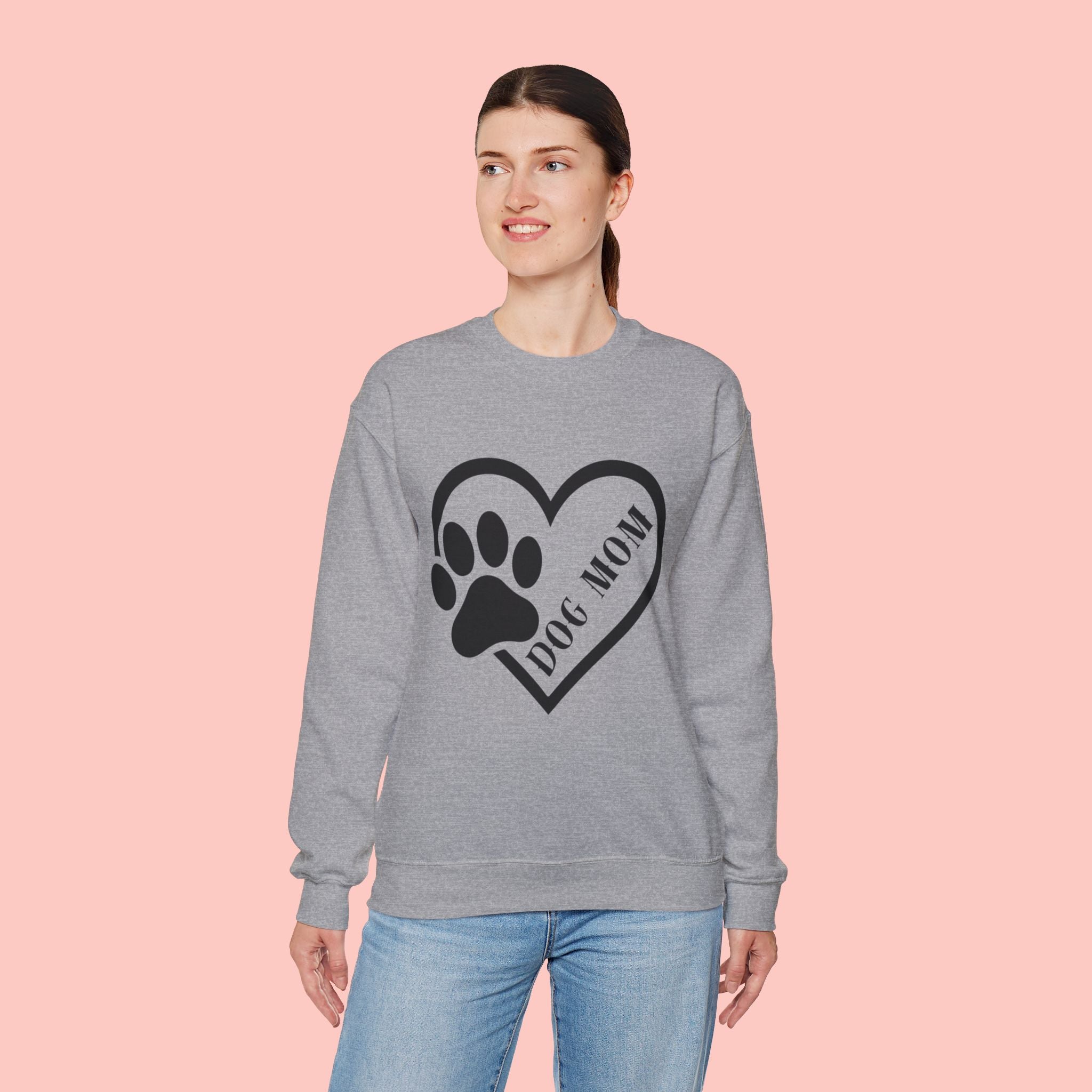 Dog Mom Heart Paw Crewneck Sweatshirt