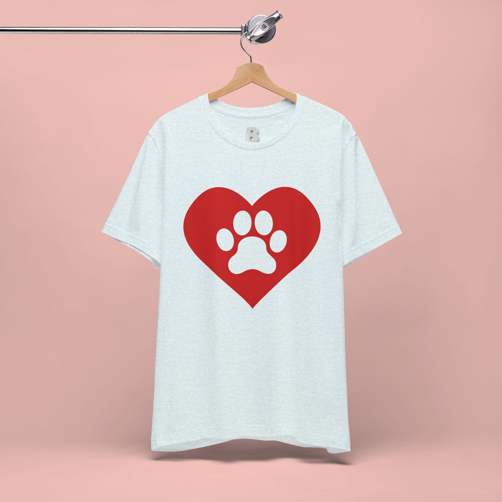 Pet Lover T-Shirt — Red Heart Paw Print Tee
