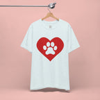 Pet Lover T-Shirt — Red Heart Paw Print Tee