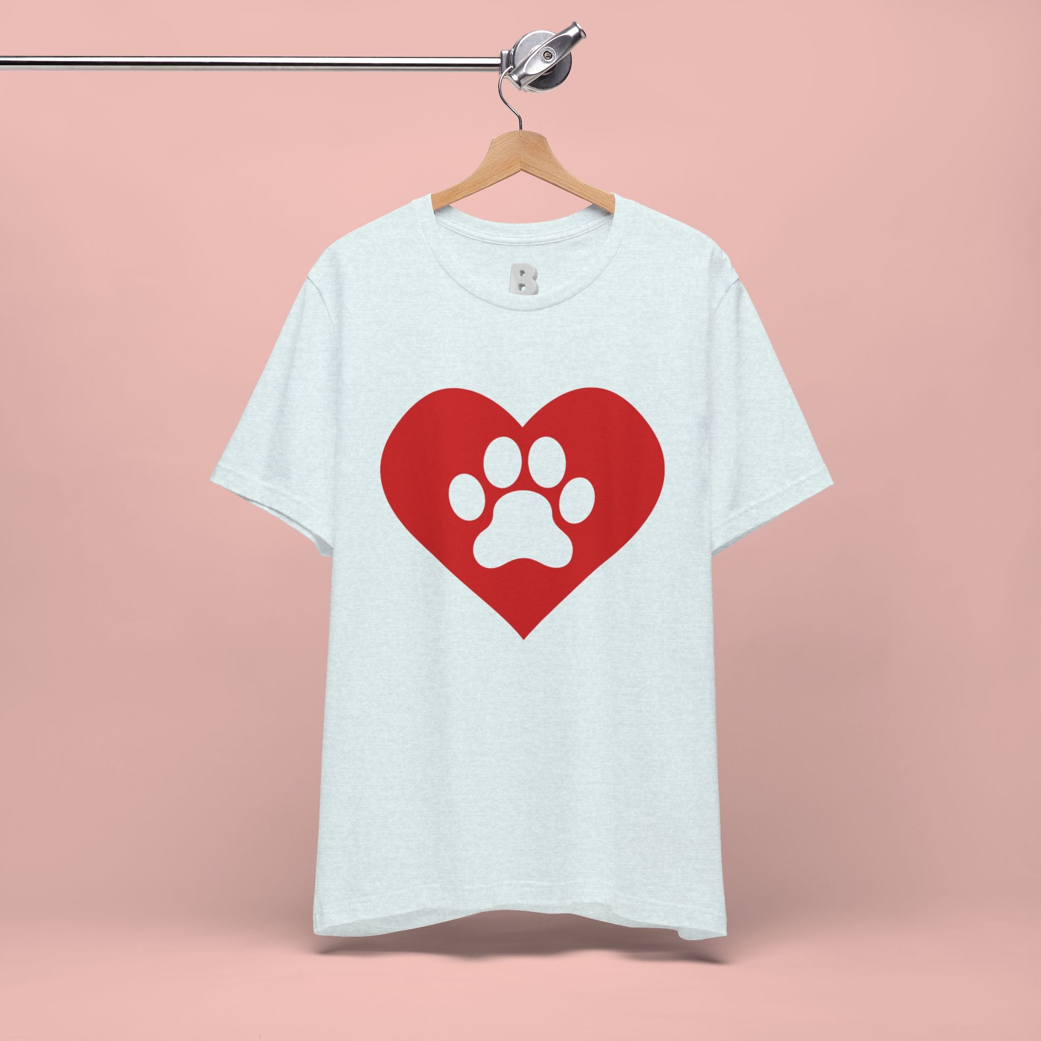 Pet Lover T-Shirt — Red Heart Paw Print Tee
