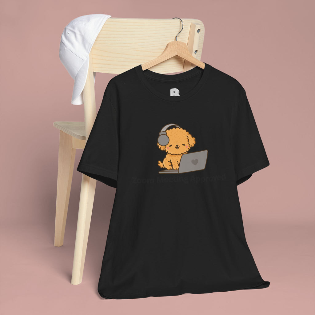 Zoom Meeting Approved Tee — Cute Puppy with Headset Laptop Graphic