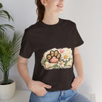 Dog Paw Floral T-Shirt — Cute Paw Print, Bone & Daisies Tee