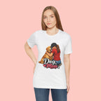 Dog Mom T-Shirt - Cute Woman Hugging Golden Retriever Tee