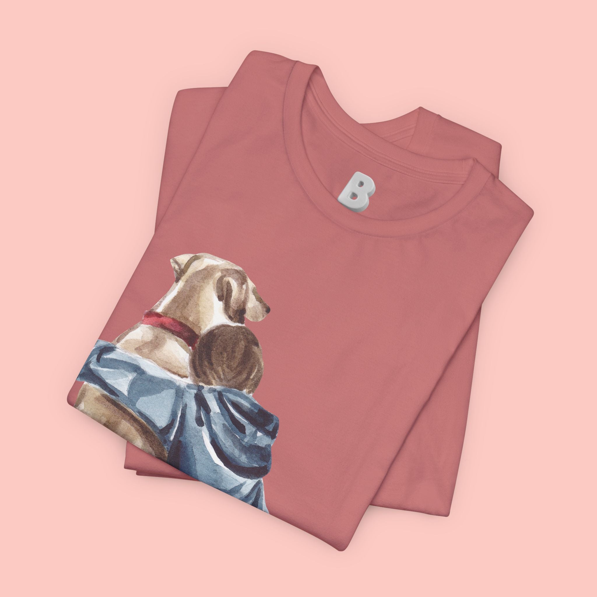 Cuddles Over Everything Tee — Boy Hugging Dog Animal Lover T-Shirt
