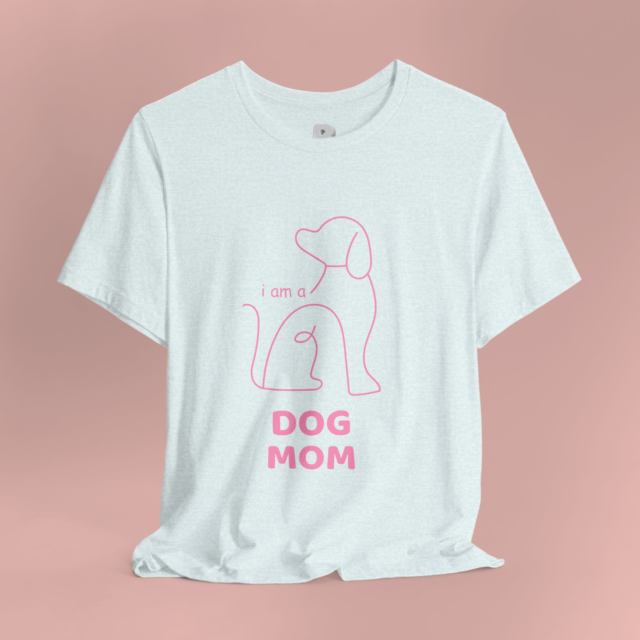 Dog Mom T‑Shirt – Minimal Pink Line Art Dog Tee