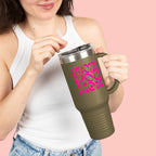 40oz Insulated Travel Mug — 'Groovy Mom' Pink Retro Design