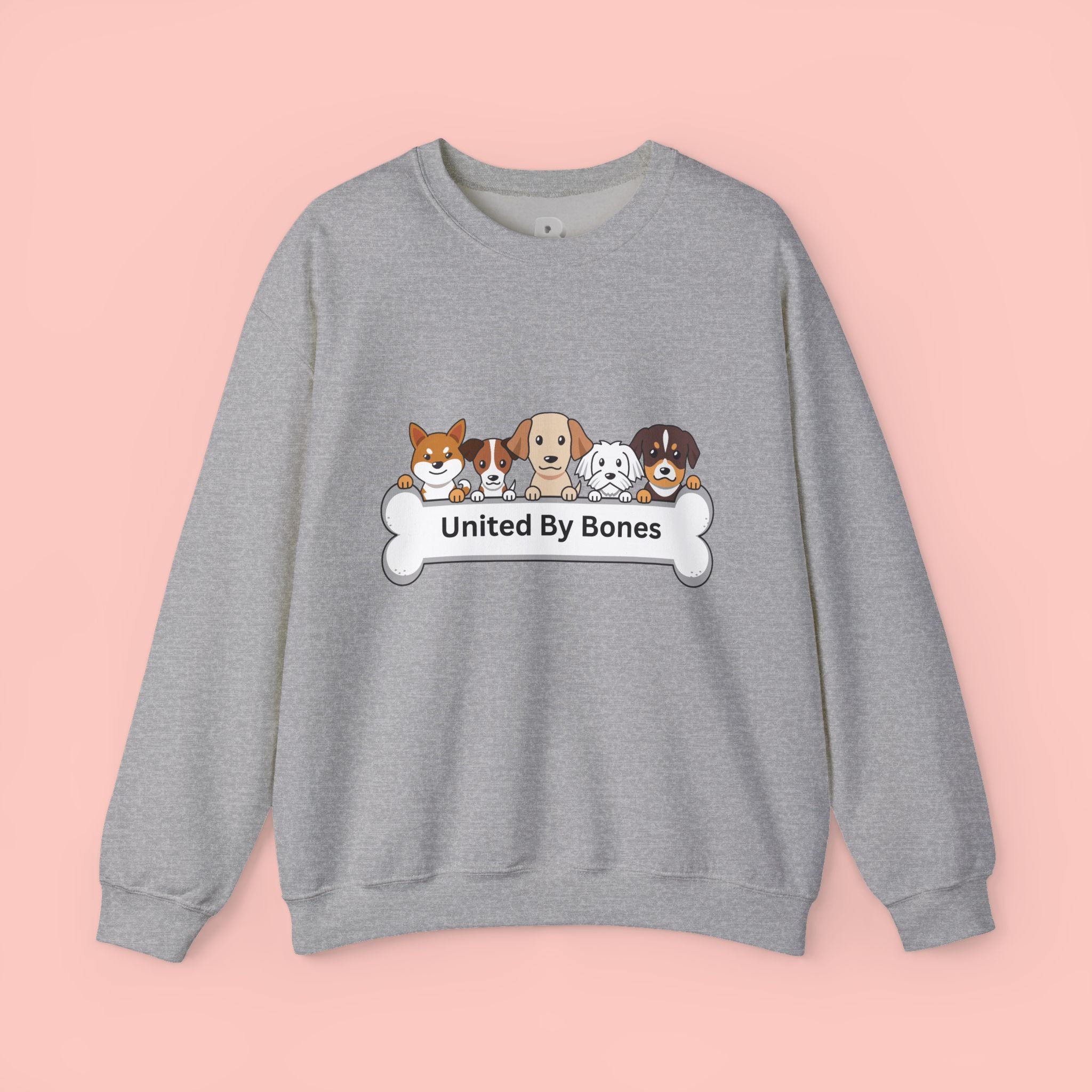 Dog Crewneck Sweatshirt — "United By Bones" Cute Puppy Graphic
