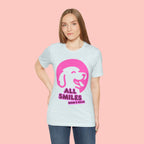 All Smiles Mom's Rules T-Shirt — Cute Pink Dog Graphic Tee for Moms & Pet Lovers