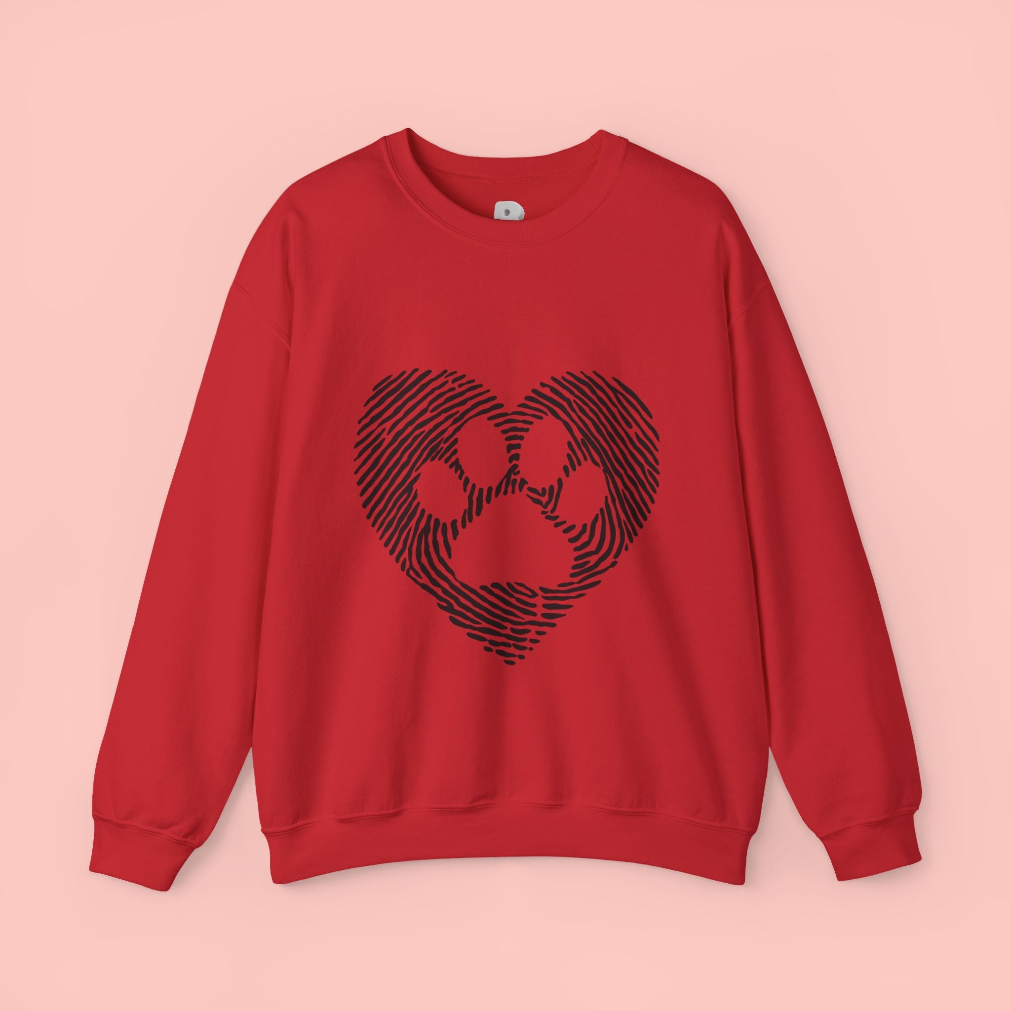 Fingerprint Heart Crewneck Sweatshirt — Panda Paw Love Graphic