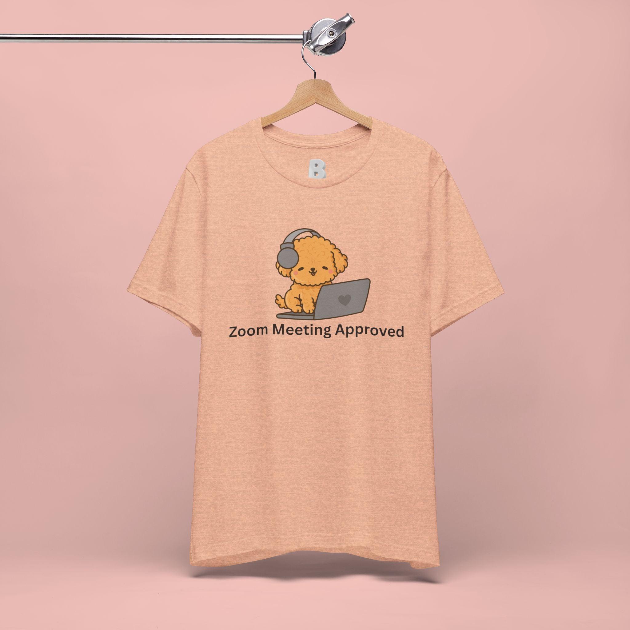 Zoom Meeting Approved Tee — Cute Puppy with Headset Laptop Graphic