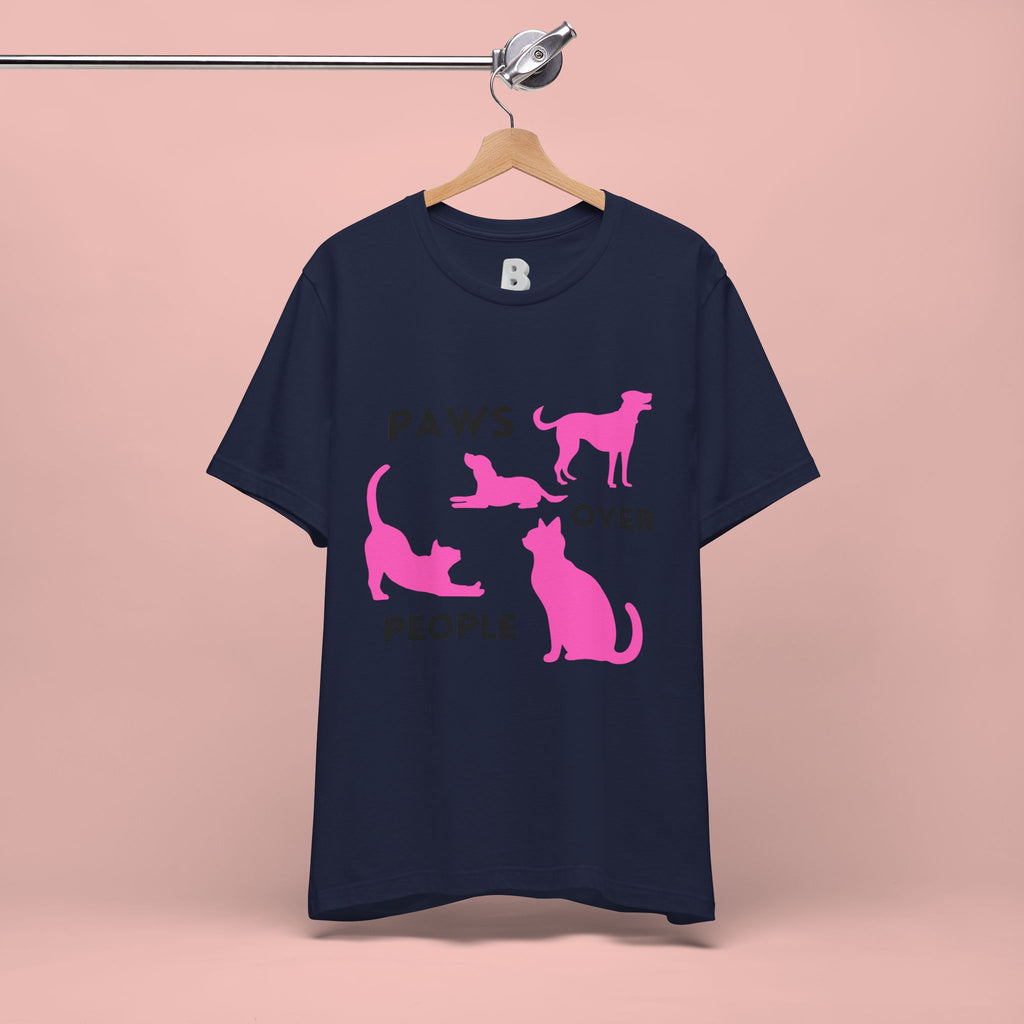 Paws Over People Tee — Pink Cats & Dogs Graphic T-Shirt