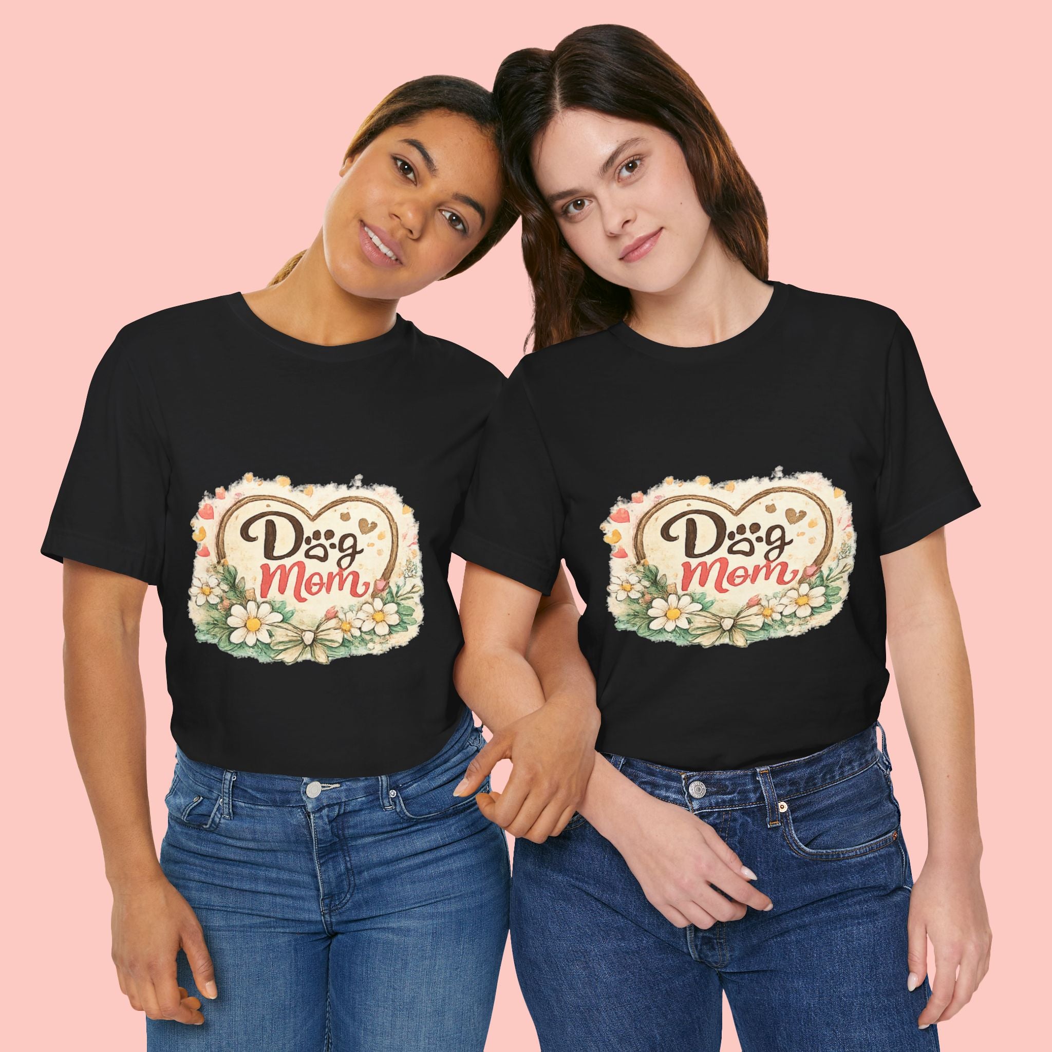 Dog Mom T-Shirt – Floral Paw Heart Graphic Tee