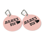 Pet Tag — “Mama’s Boy” Pink Round Dog/Cat ID Tag
