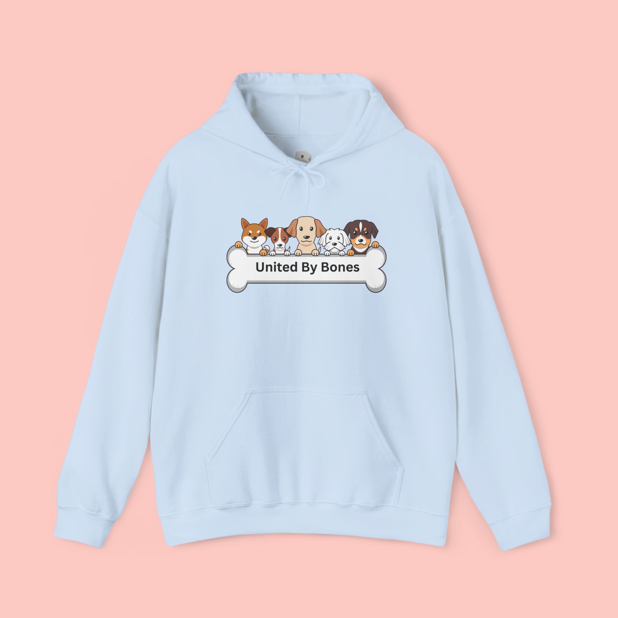 United By Bones Hoodie — Cute Cartoon Dogs Paw Bone Graphic Sweatshirt