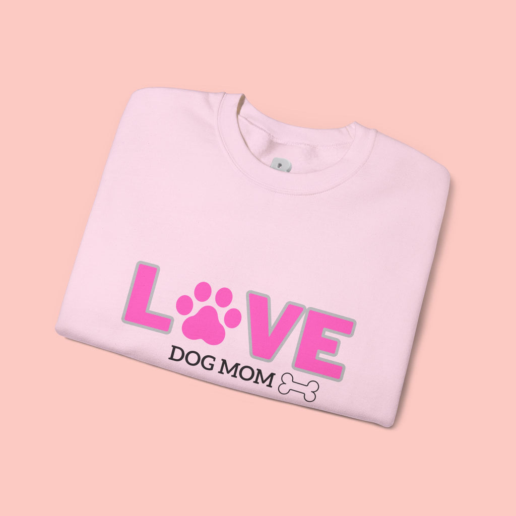 Dog Mom Love Crewneck Sweatshirt — Pink Paw Graphic